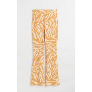 H&M Orange Cream Zebra Print Ribbed Flare Pants Size‎ S